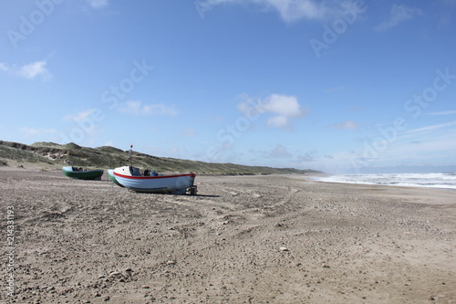 Beach in Stenbjerg, small fishing village, Denmark. photo