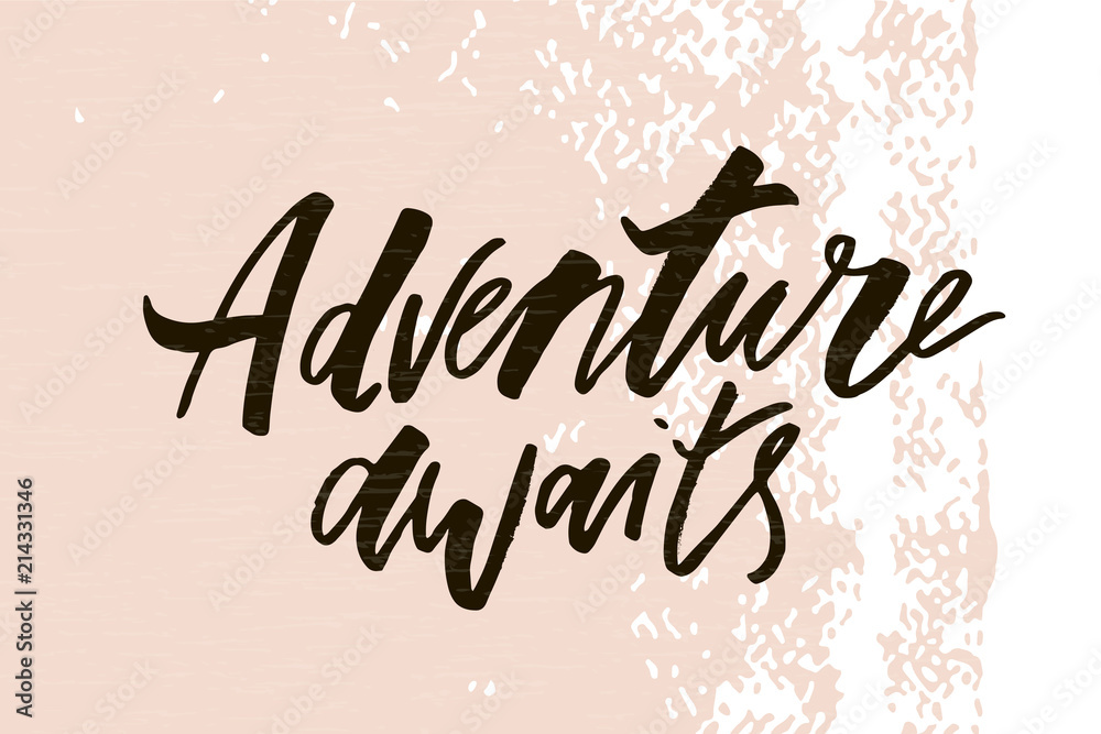 Lettering with phrase Adventure. Vector illustration. color