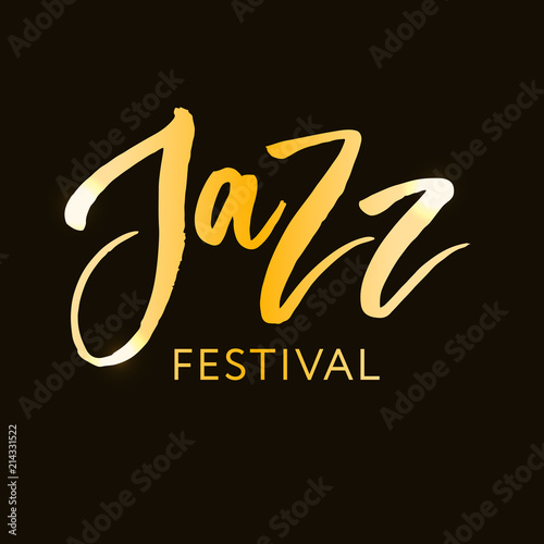 Jazz festival text lettering calligraphy black gold