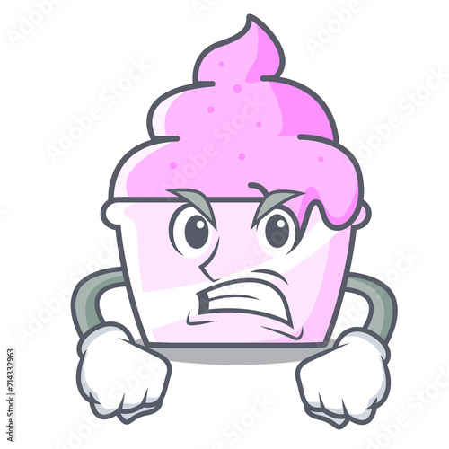Photo Angry ice cream paper cup mascot cartoon