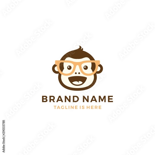 monkey chimp geek smart charm mascot character logo template vector icon