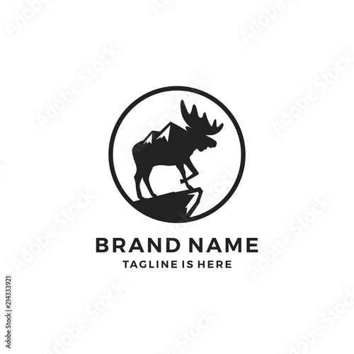 moose pride mount logo template vector icon illustration