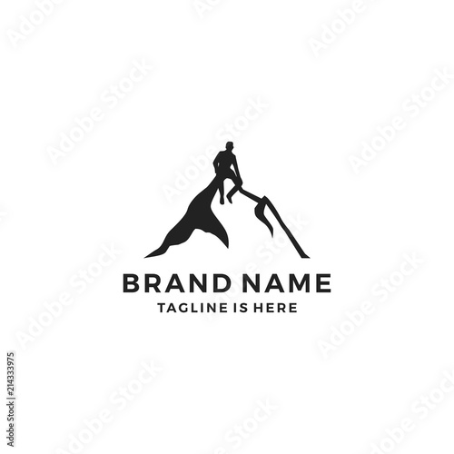 mount man silhouette logo template vector illustration