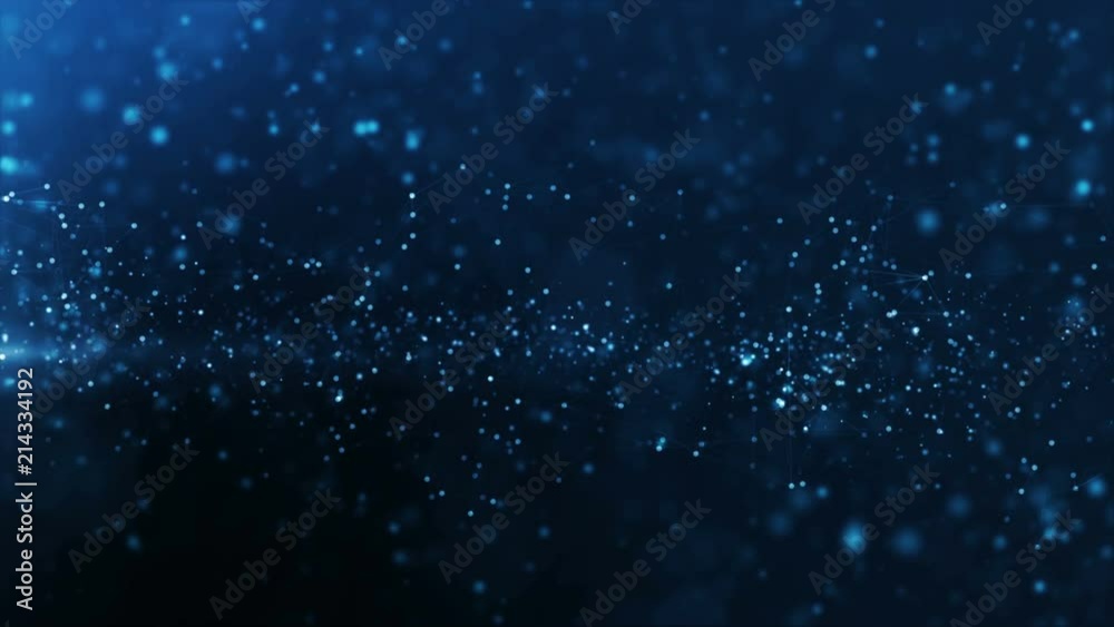 Digital blue color wave particles and dust abstract background