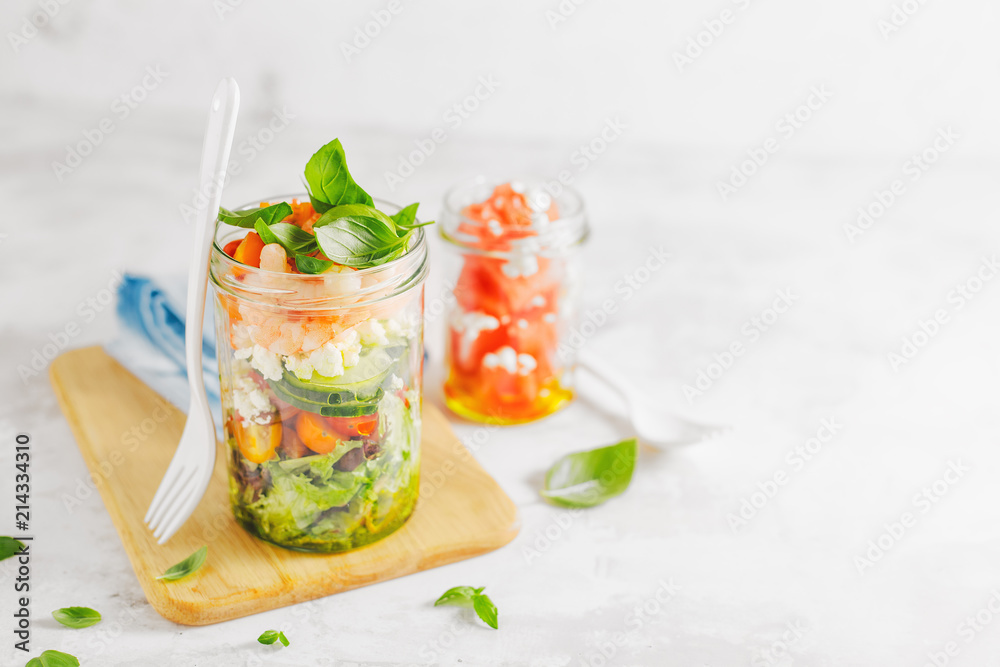 Fresh salad in jar ready to eat Fresh salad in jar ready to eat