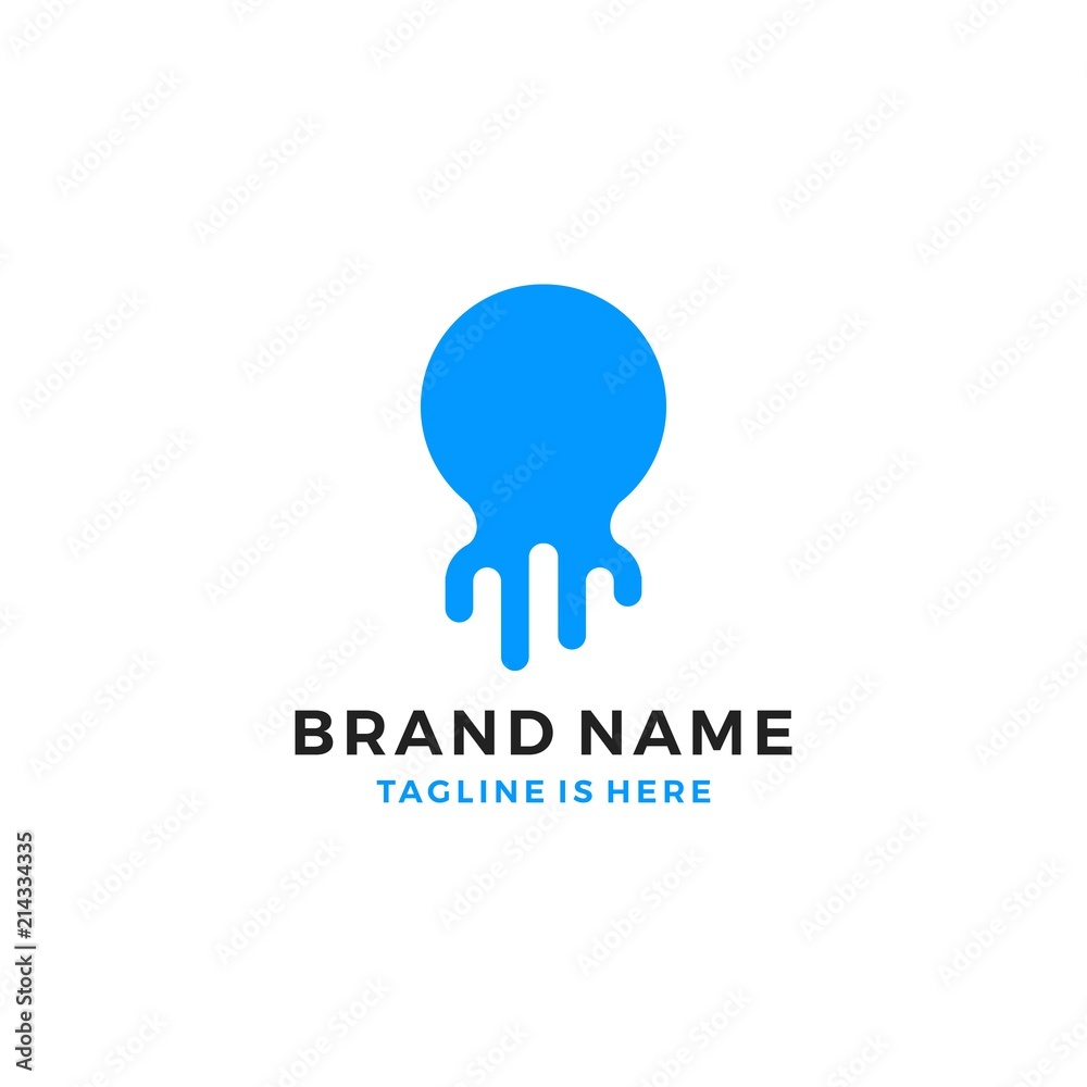 octopus blue simple logo template vector icon illustration