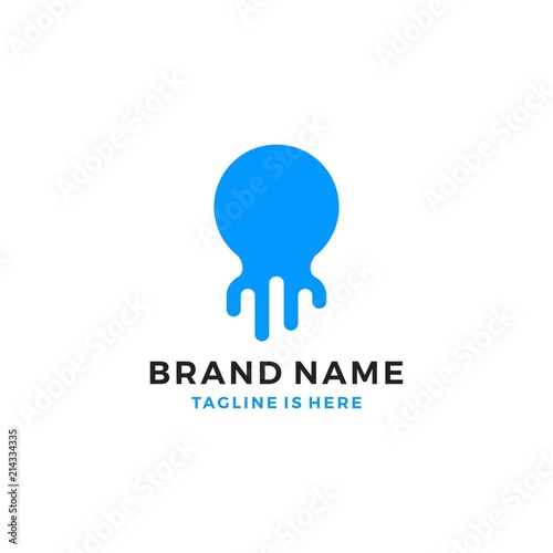 octopus blue simple logo template vector icon illustration