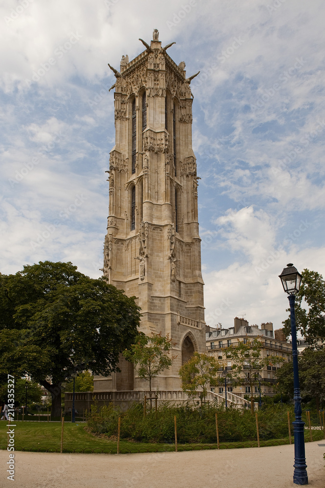 Tour Saint Jacques, 4. Arrondissement, Überbleibsel der Kirche Saint-Jacques-la-Boucherie, Teil des UNESCO-Weltkulturerbes Jakobsweg, Paris, Ile de France, Frankreich