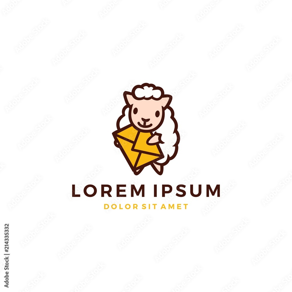 sheep mail message delivery mascot logo template vector icon character sheep mail message delivery mascot logo template vector icon character