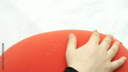 Detail of pregnant belly lay down, unborn baby moving, active baby, magical motion, feel new life emotion, anxious to meet, his parent, labor begin,  contraction painful, caressing, newborn hits mothe