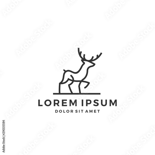 outline deer line art logo vector icon template illustration