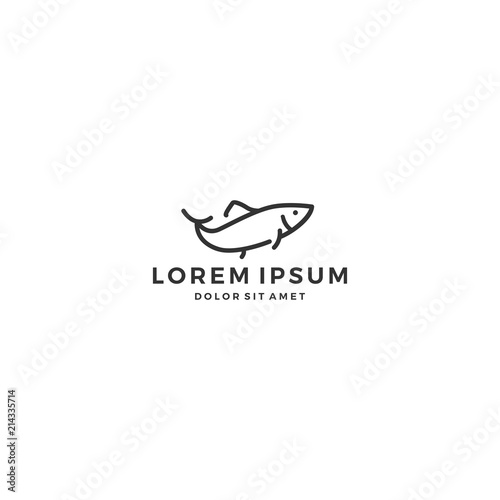 simple outline fish line art monoline logo template vector icon
