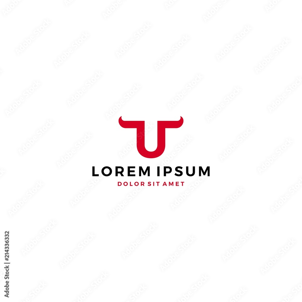 bull head U letter T horn logo template vector icon bull head U letter T horn logo template vector icon