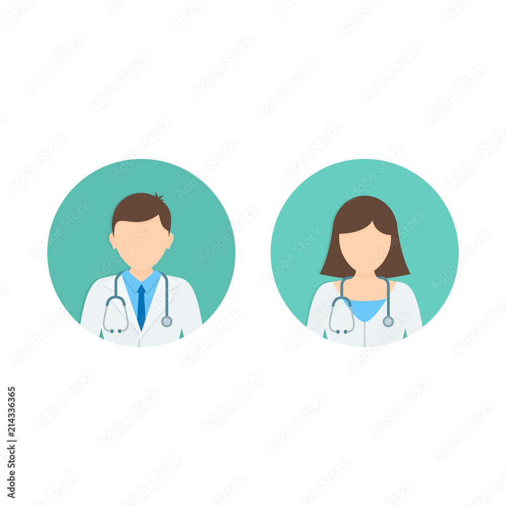Doctor and Nurse Medicine flat avatars set. Round icons medical collection, vector illustration Doctor and Nurse Medicine flat avatars set. Round icons medical collection, vector illustration