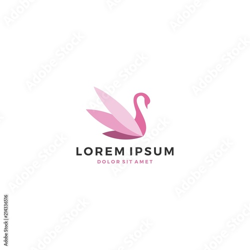 swan flower feminine logo template vector icon