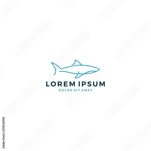 shark logo line art outline monoline logo template vector icon