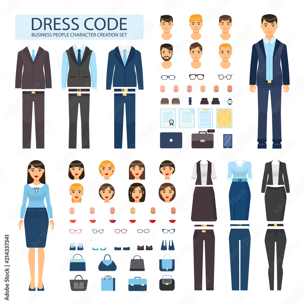 Dress Code for Business People Characters Set Stock Vector