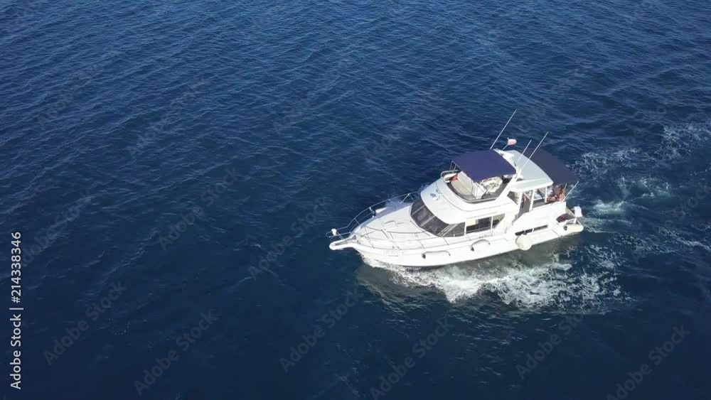 aerial view of sea emergency service team in fast speed motor boat aerial view of sea emergency service team in fast speed motor boat