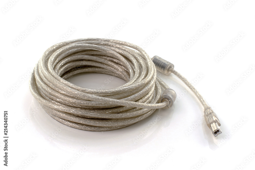cable usb printer isolated on white background with Clipping Path cable usb printer isolated on white background with Clipping Path