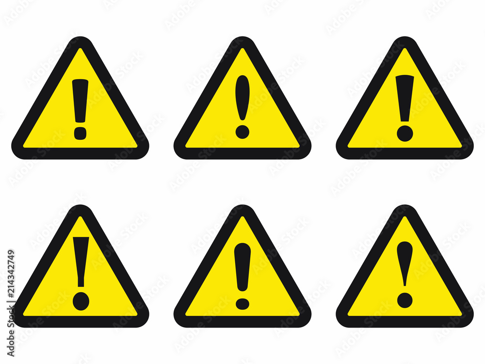 Warning sign, yellow and black triangle warning icon