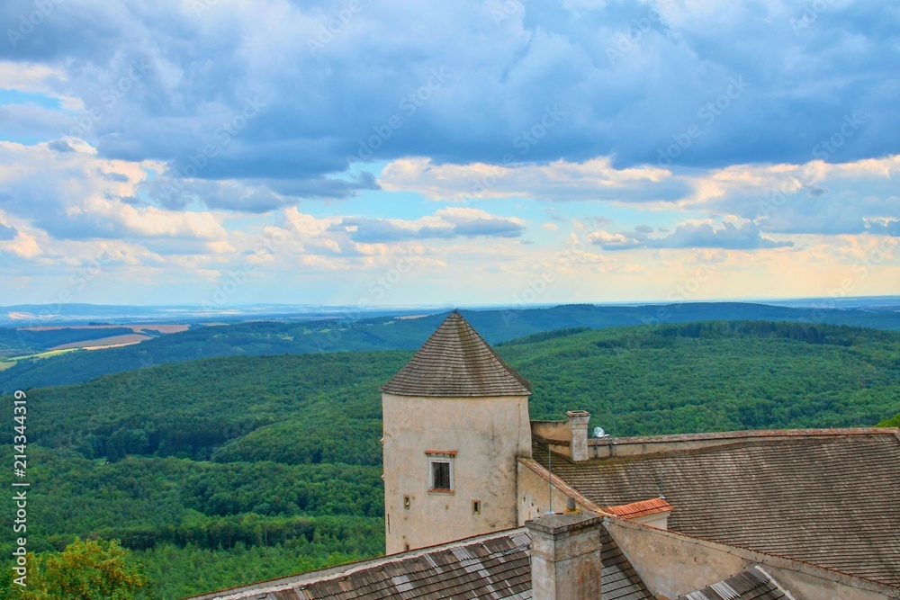 Fototapeta premium View of Buchlov Castle over The White Carpathians, Czech Republic