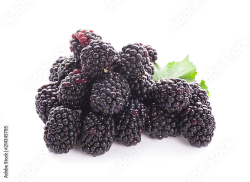 Ripe blackberry isolated on white background with clipping path.