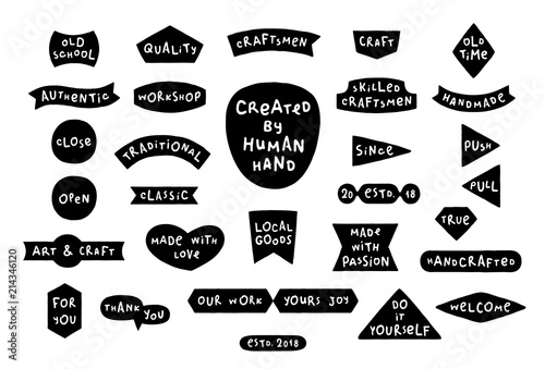 Thematic set of emblems on the theme - Handmade. Vector design elements