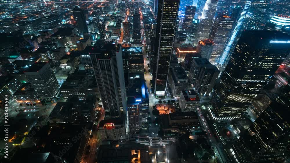Aerial Time Lapse Traffic in Los Angeles Downtown City Grids Aerial Time Lapse Traffic in Los Angeles Downtown City Grids