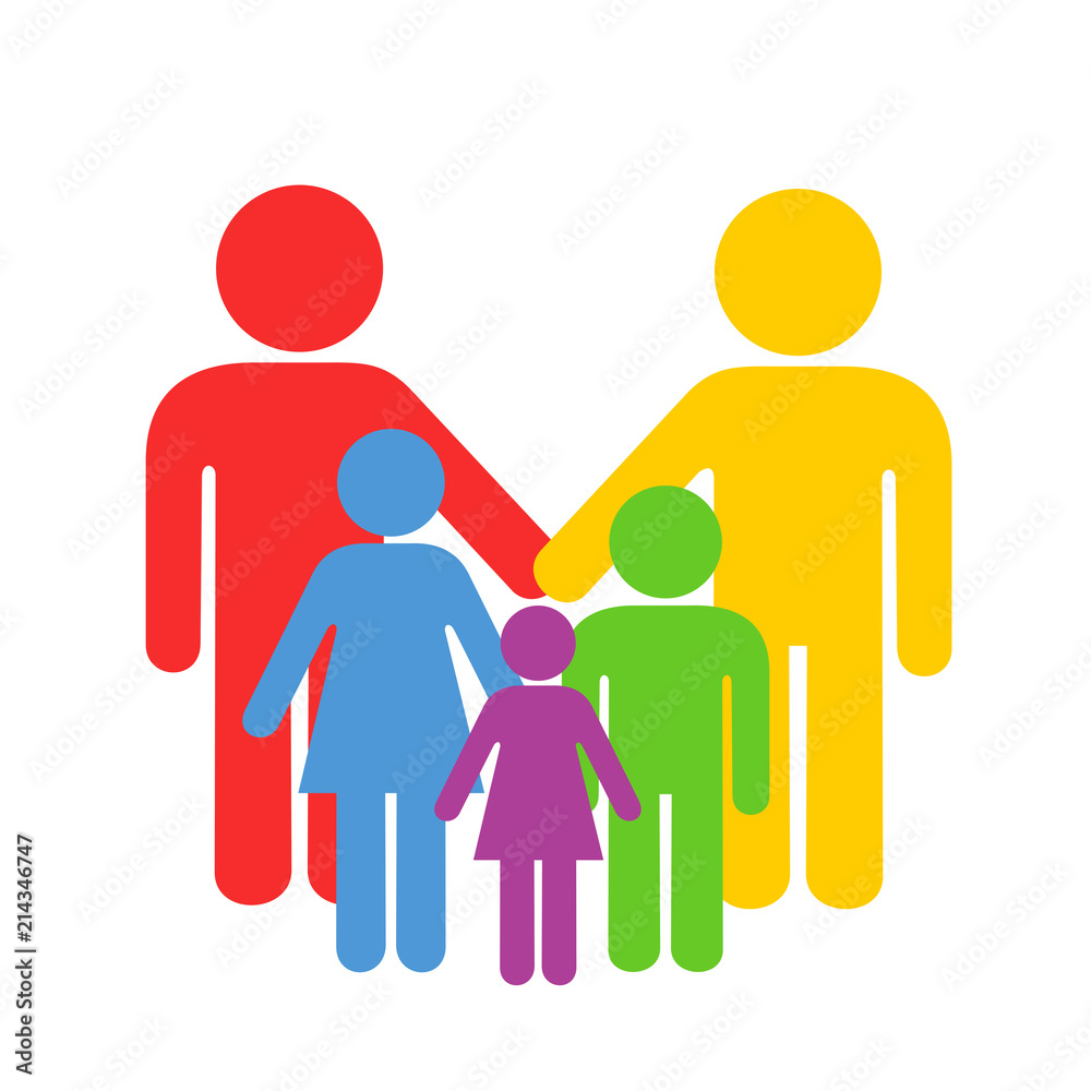 LGBT and homosoexual parenting - two same-sex gays as fathers of adopted chidlren. Partners and kids as altenative family. Vector illustration LGBT and homosoexual parenting - two same-sex gays as fathers of adopted chidlren. Partners and kids as altenative family. Vector illustration