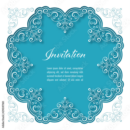 Vintage background with lace border for greeting card or wedding invitation. Vector Illustration © nonikastar
