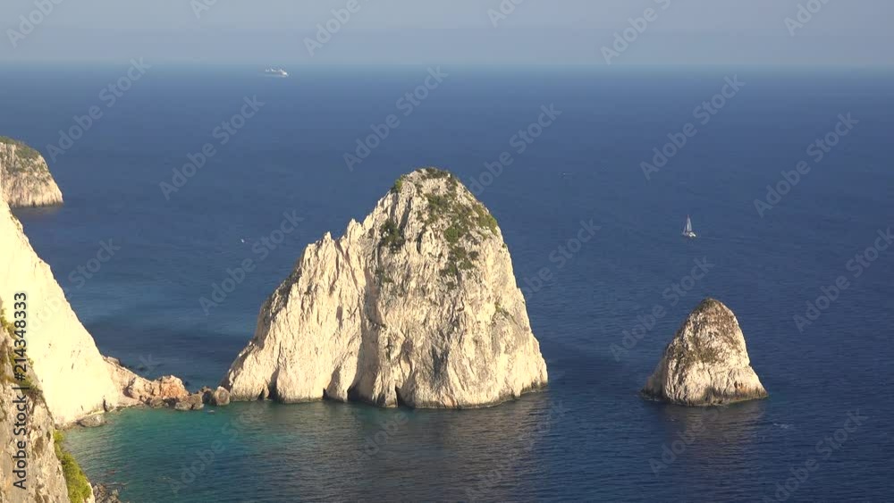 Cape Keri rocks limestone cliffs out from the sea, Zakynthos island Cape Keri rocks limestone cliffs out from the sea, Zakynthos island