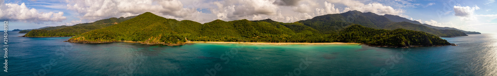 Panorama of the gorgeous Nagtabon Beach in Puerto Princesa, Palawan, Philippines