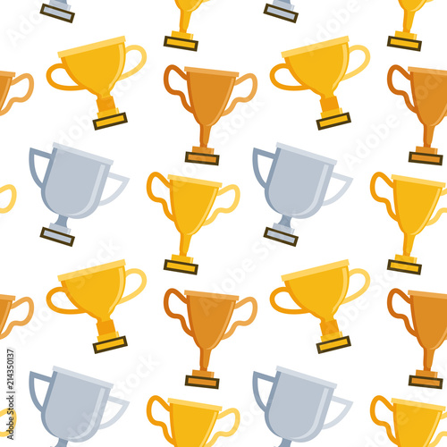 Seamless pattern with trophy on white background