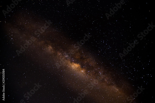 Milky way galaxy with stars and space dust in the universe, Long exposure photograph, with grain, night stars landscape at surabaya Indonesia