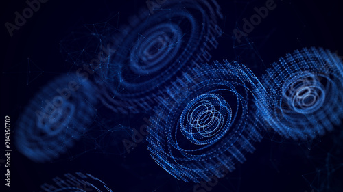 Abstract technology background. Technology concept. Gear wheel. Big Data concept. 3d illustration. 3d rendering.