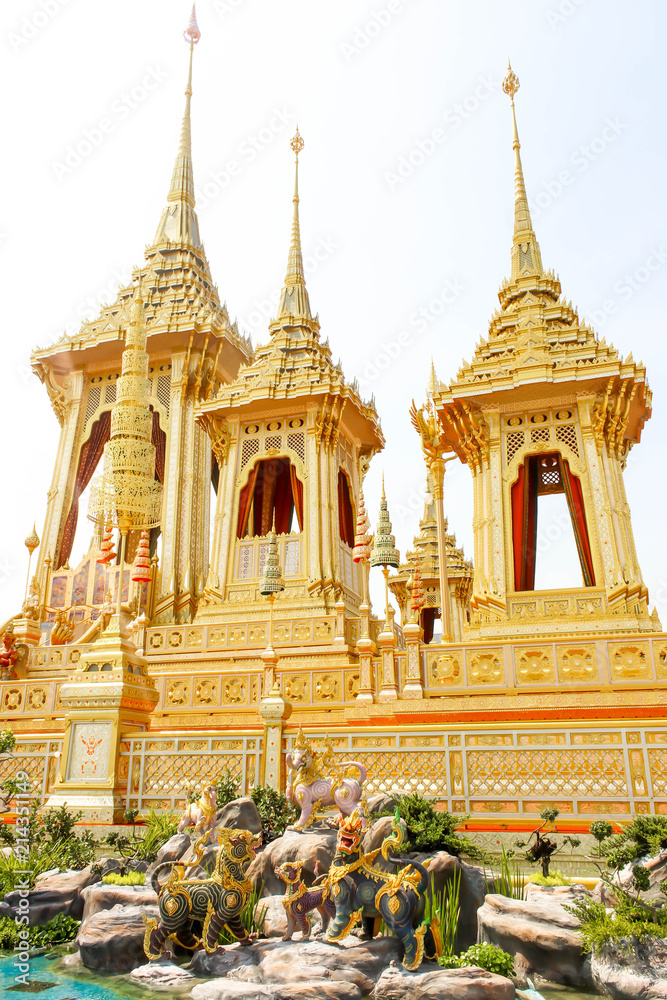 Bangkok, Thailand - November 04, 2017; The supplementary structures around the Royal Crematorium in thailand at November 04, 2017