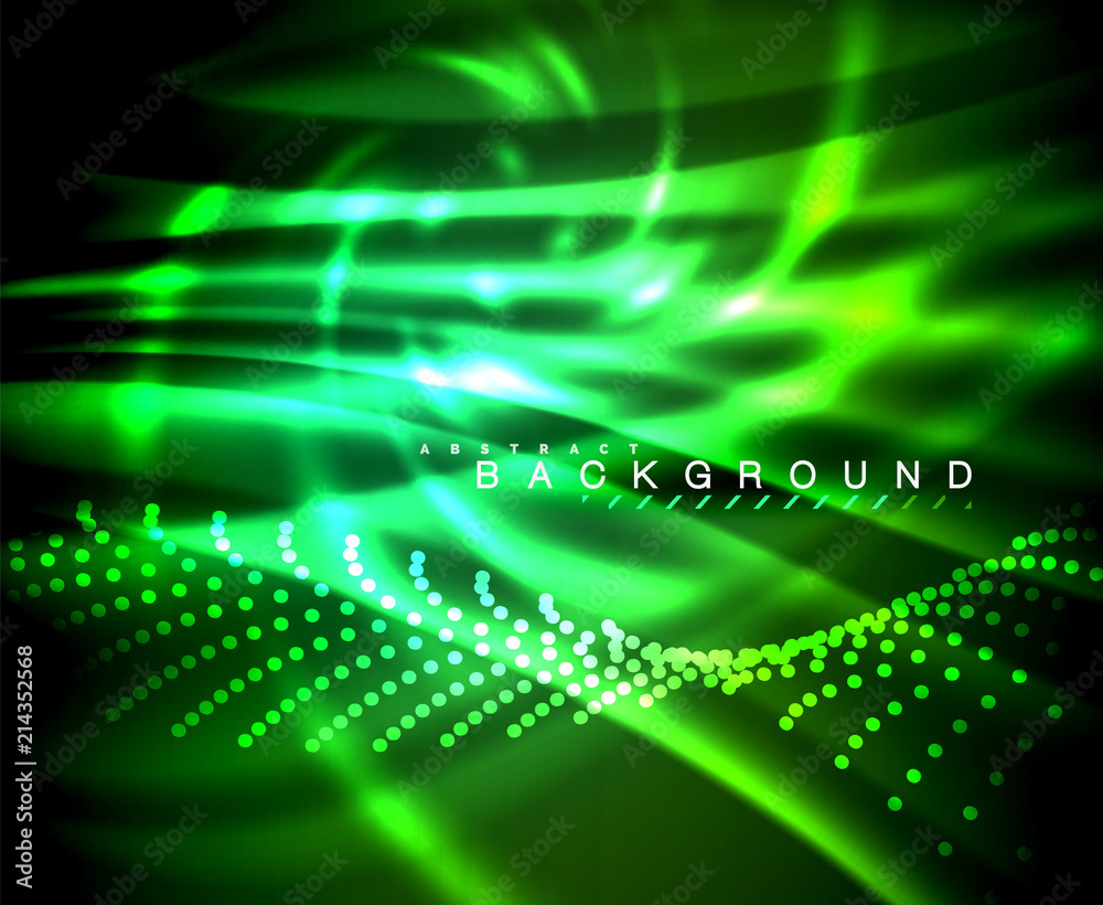 Neon glowing techno lines, hi-tech futuristic abstract background template with square shapes Neon glowing techno lines, hi-tech futuristic abstract background template with square shapes
