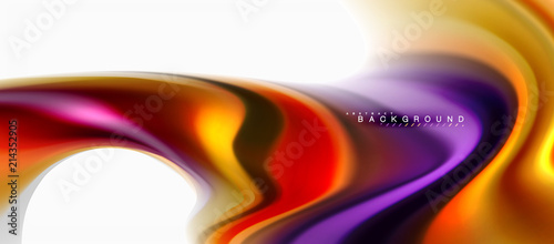 Fluid liquid mixing colors concept on light grey background, curve flow, trendy abstract layout template for business or technology presentation or web brochure cover, wallpaper