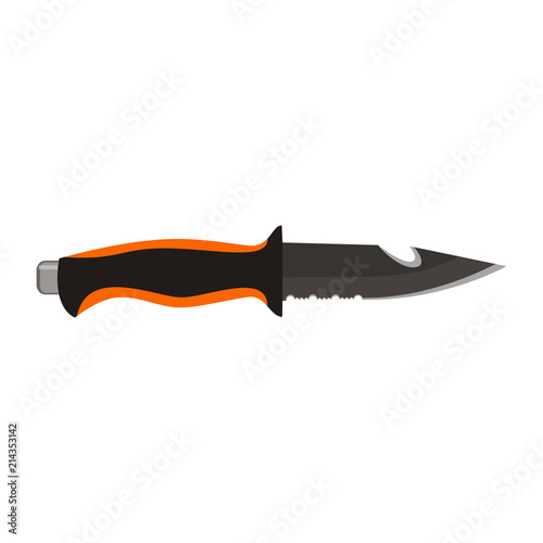 Knife for diving, for fishing. Abstract concept, icon. Vector illustration on white background.