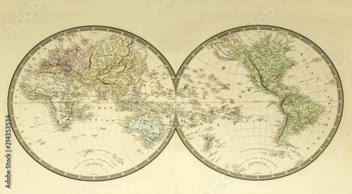 Weltkarte Landkarte von 1875 historisch