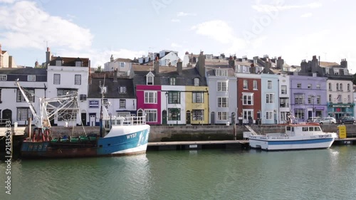 Colorful seaside cottages in England 
