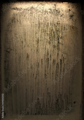 Old window with streaked white paint