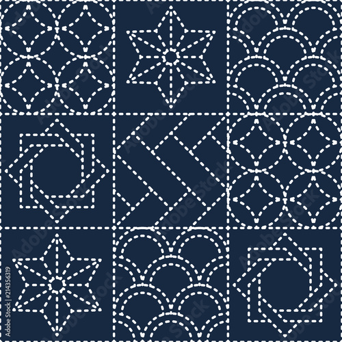 Japanese blue quilting pattern