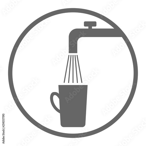 Faucet, water and cup. Drinking water symbol. Vector.