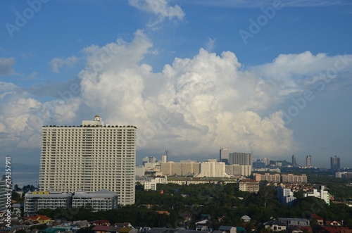 View of the city from a height pattaya thailand cloudy blue sky