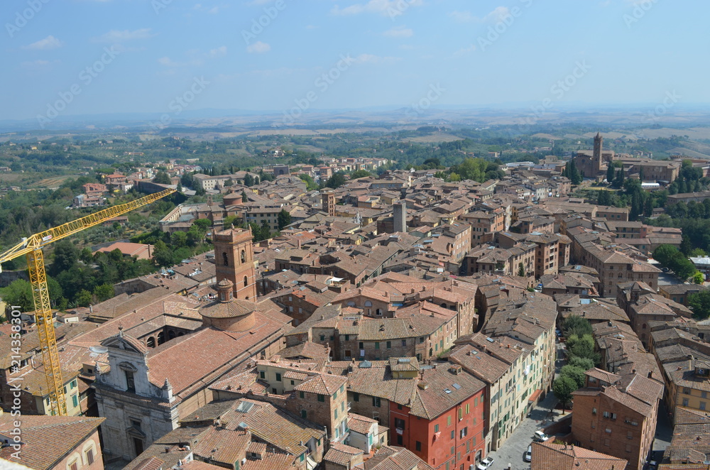 landscape View of the medieval city from a height Siena Italy 