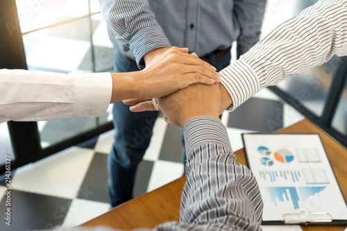 Businessman hand together Handshake for business project teamwork