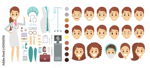 Female doctor character set for animation