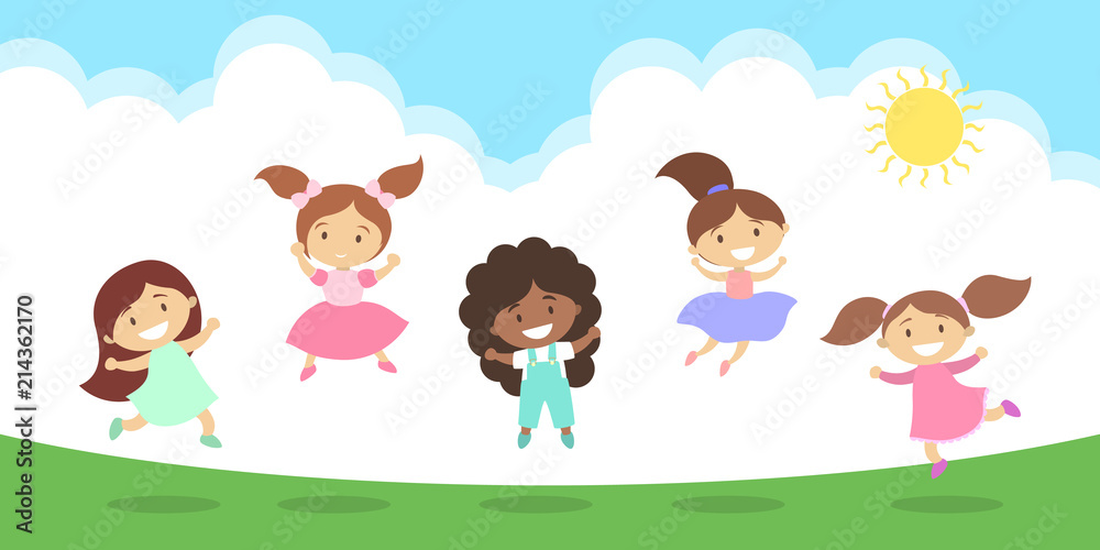 Jumping kids illustration