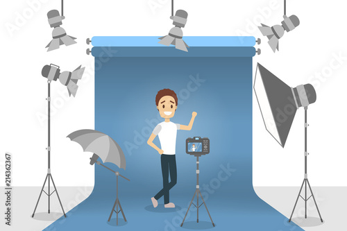 Handsome man making photoshoot